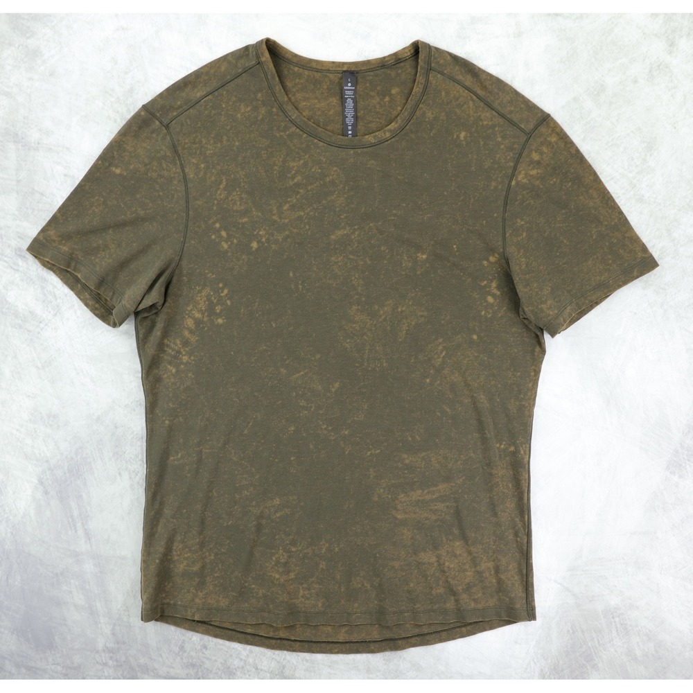 Lululemon 5 Year Basic Tee Mens Large Cloudy Wash Dark Olive Pima Cotton